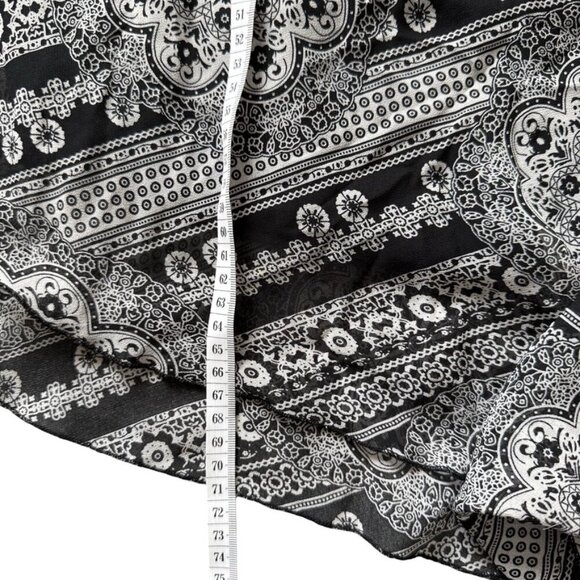 Boho Strapless Handkerchief Hem Midi Dress Black White Print Size Small - Picture 5 of 5